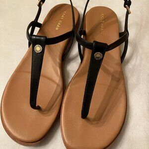 Cole Haan Flora Leather Black Thong Sandals 7B